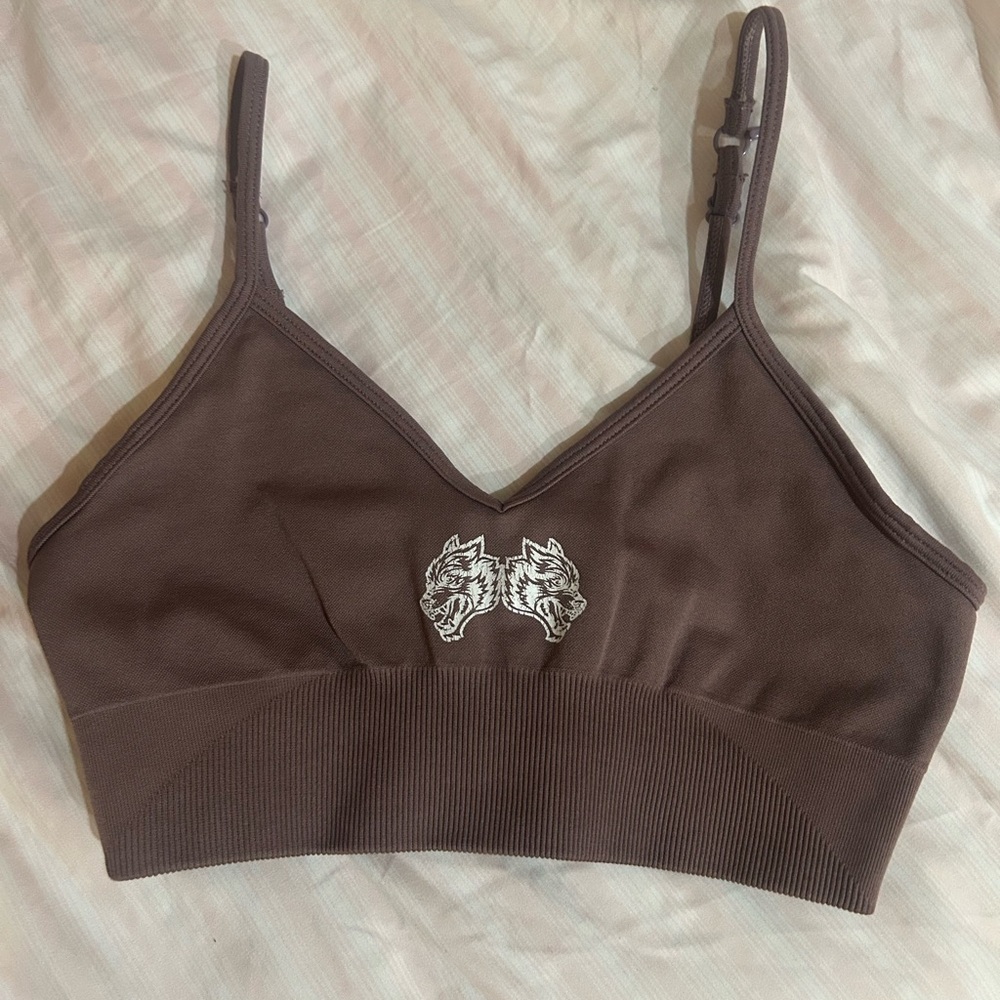 Darc Sport Brown Bralette with Wolf Embroidery